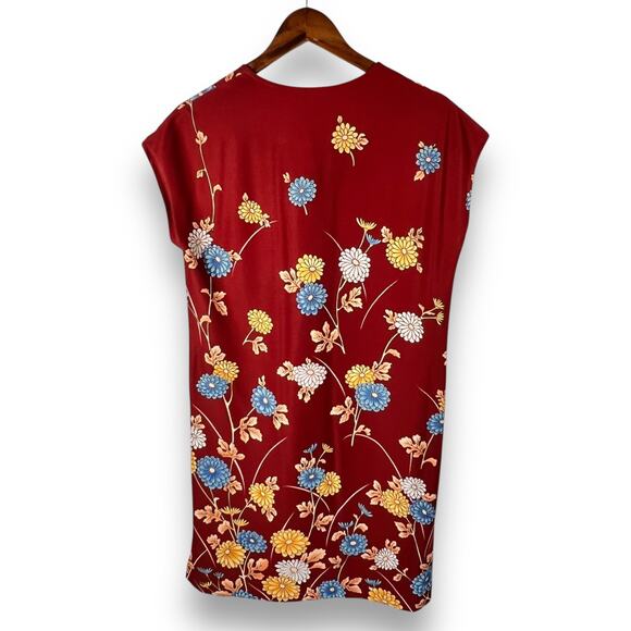 Nani of Hawaii Dress Vintage 70s Floral Shift Hawaiian Red Boho Size M L - Picture 3 of 9